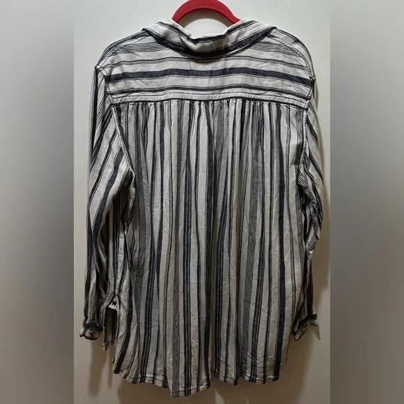 Free People boho Striped Popover Summer Breeze Shirt Long Sleeve medium - Picture 7 of 12
